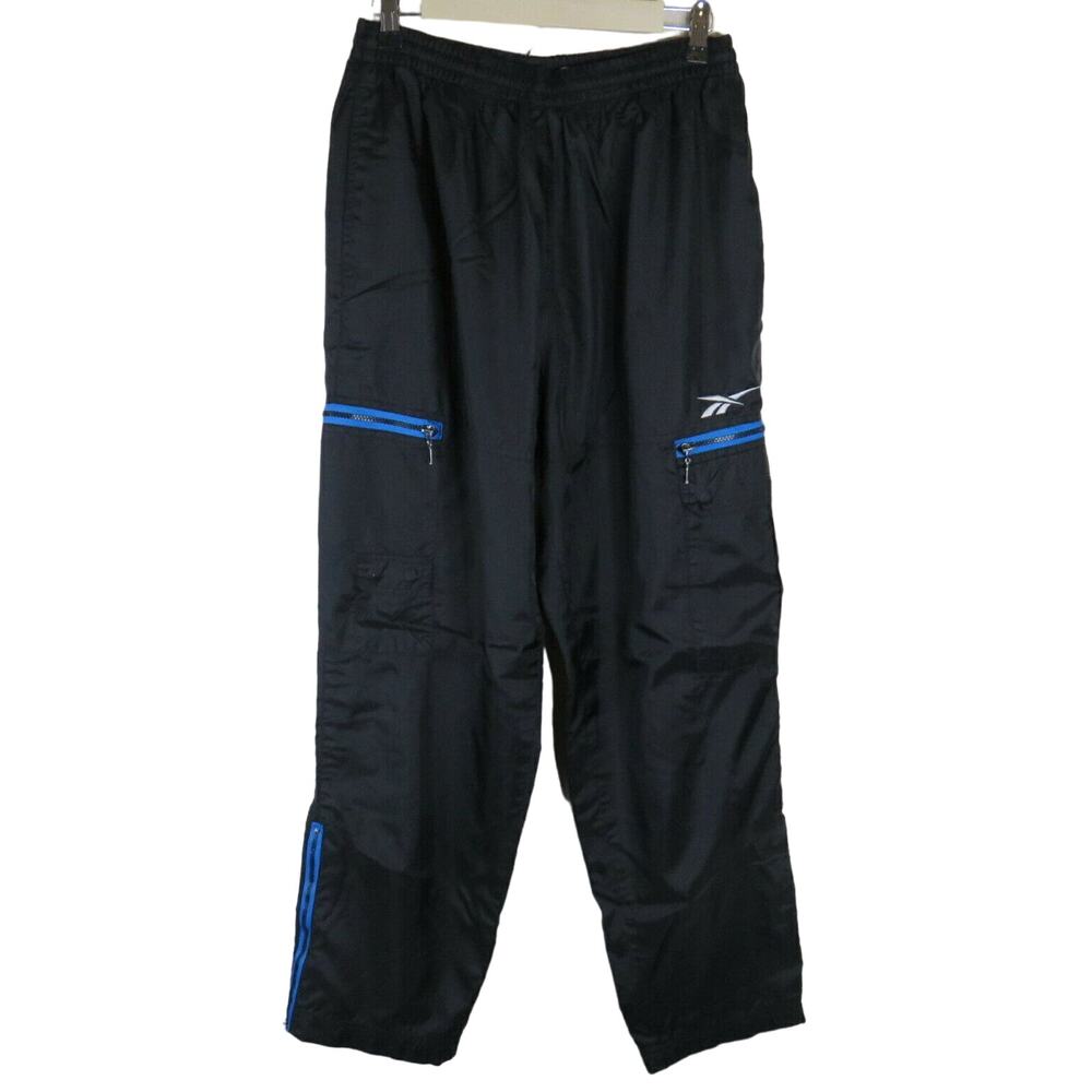 Vintage Reebok Black Cargo Style Track Pants - Women's Large